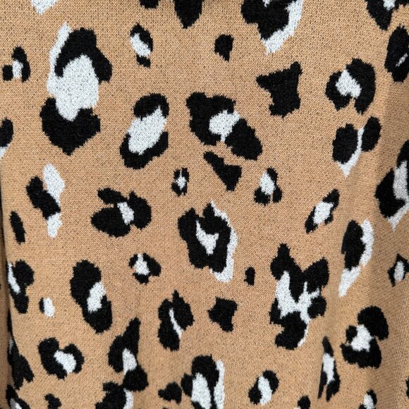 Chicos Long Line Knit Cardigan Sweater Size 1/M Animal Print Hood Cozy NEW - Picture 7 of 14